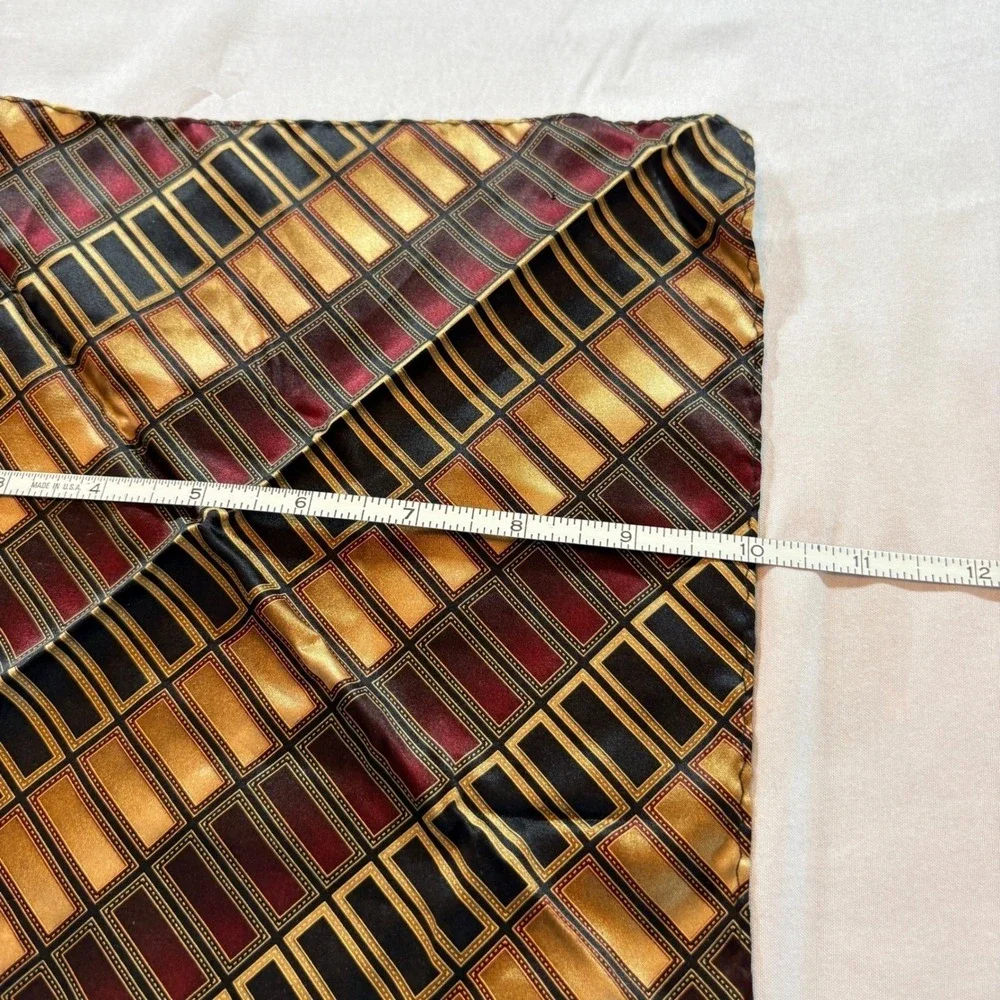 Giorgio Brutini Silk Tie & Pocket Square Set Mens Gold Burgundy Geometric Formal